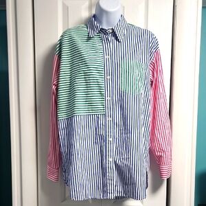 Women's Black Label Lauren Ralph Lauren Broadcloth LS Striped Shirt Medium